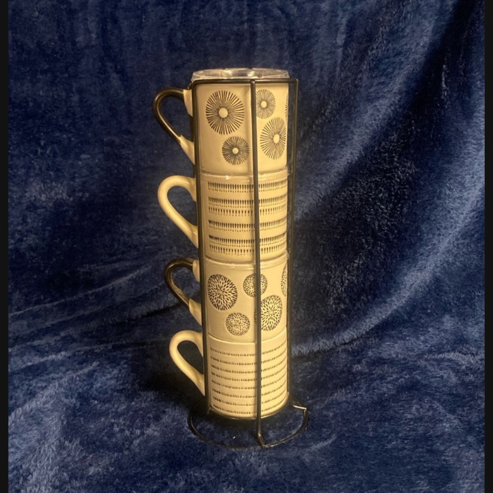 3oz American Atelier Espresso Coffee Cups w/ Metal Rack/Cup Holder